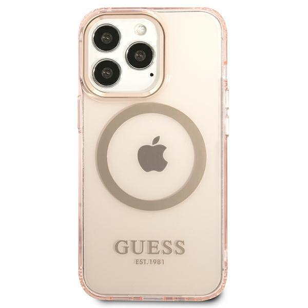 Dėklas Guess Gold Outline Translucent MagSafe GUHMP13LHTCMP iPhone 13 Pro / 13 Rožinis 2 Dėklas Guess Gold Outline Translucent MagSafe GUHMP13LHTCMP iPhone 13 Pro / 13 Rožinis 2