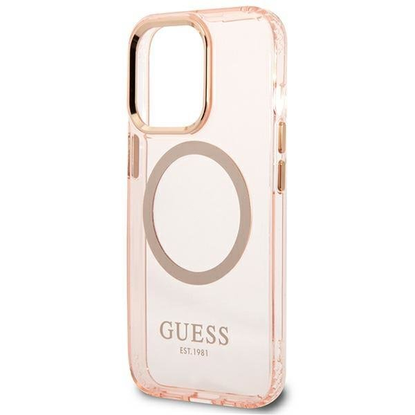 Dėklas Guess Gold Outline Translucent MagSafe GUHMP13LHTCMP iPhone 13 Pro / 13 Rožinis 5 Dėklas Guess Gold Outline Translucent MagSafe GUHMP13LHTCMP iPhone 13 Pro / 13 Rožinis 5