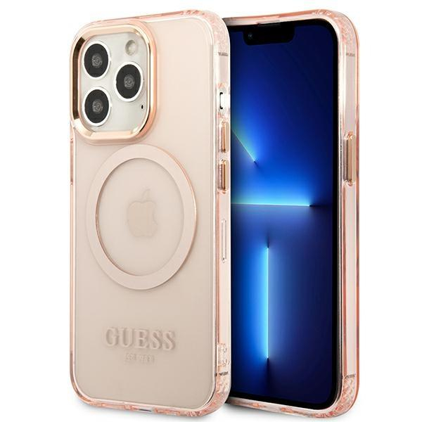 Dėklas Guess Gold Outline Translucent MagSafe GUHMP13LHTCMP iPhone 13 Pro / 13 Rožinis Dėklas Guess Gold Outline Translucent MagSafe GUHMP13LHTCMP iPhone 13 Pro / 13 Rožinis