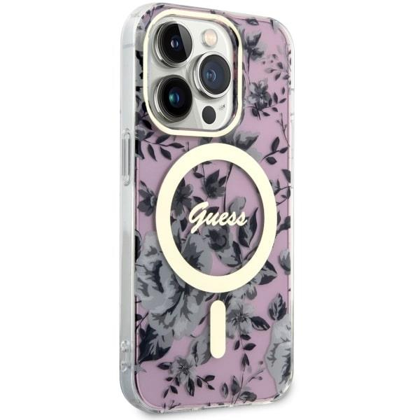 Dėklas Guess Flower MagSafe GUHMP14LHCFWSP iPhone 14 Pro Rožinis 3 Dėklas Guess Flower MagSafe GUHMP14LHCFWSP iPhone 14 Pro Rožinis 3