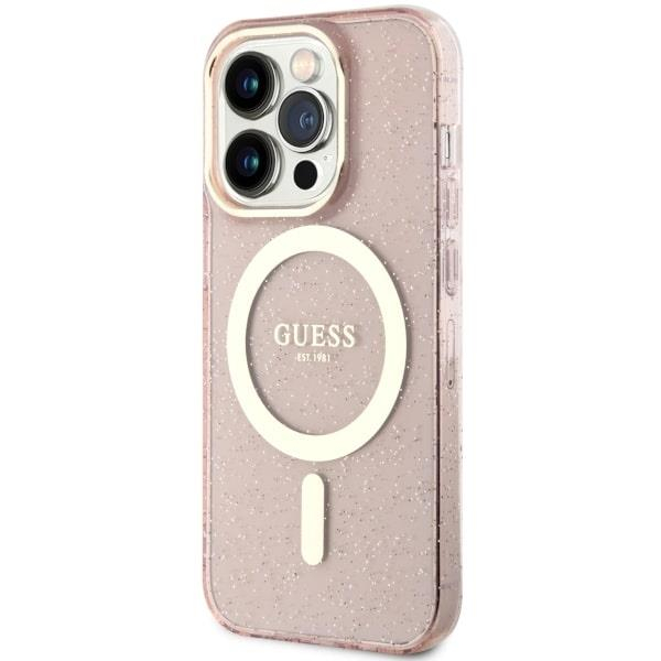 Dėklas Guess Glitter Gold MagSafe GUHMP14LHCMCGP iPhone 14 Pro Rožinis 1 Dėklas Guess Glitter Gold MagSafe GUHMP14LHCMCGP iPhone 14 Pro Rožinis 1