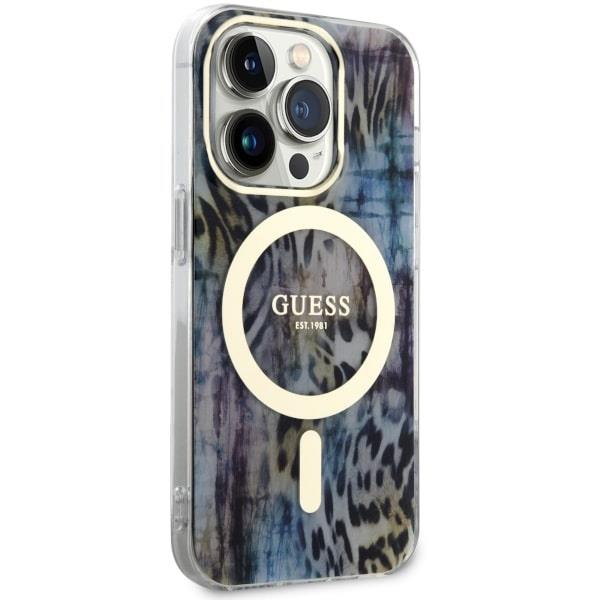 Dėklas Guess Leopard MagSafe GUHMP14LHLEOPWB iPhone 14 Pro Mėlynas 3