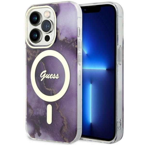 Dėklas Guess Golden Marble MagSafe GUHMP14LHTMRSU iPhone 14 Pro Purpurinis Dėklas Guess Golden Marble MagSafe GUHMP14LHTMRSU iPhone 14 Pro Purpurinis