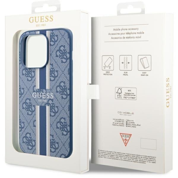 Dėklas Guess 4G Printed Stripes MagSafe GUHMP14LP4RPSB iPhone 14 Pro Mėlynas 7