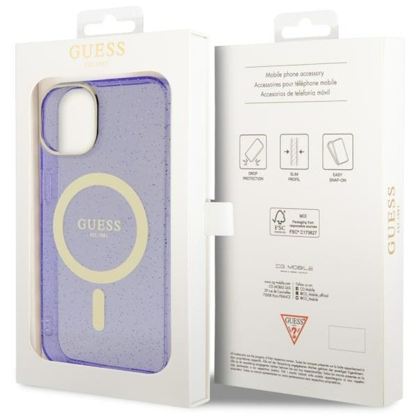 Dėklas Guess Glitter Gold MagSafe GUHMP14MHCMCGU iPhone 14 Plus Purpurinis 7
