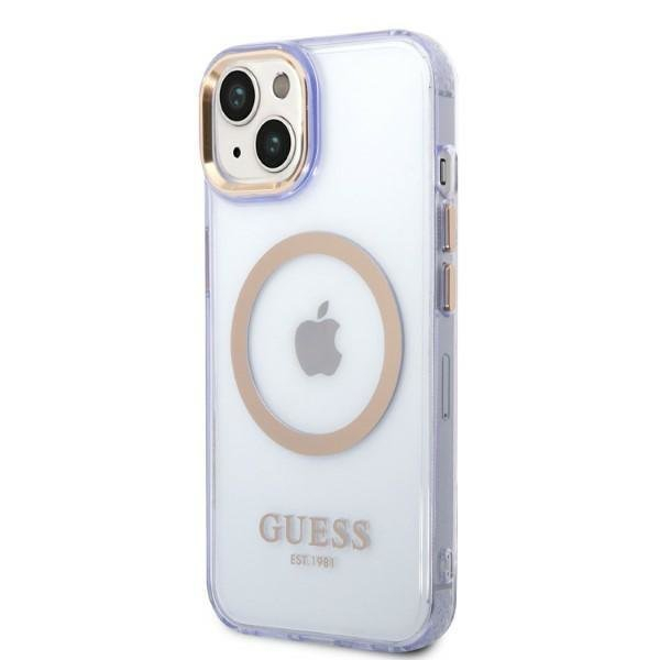 Dėklas Guess Gold Outline Translucent MagSafe GUHMP14SHTCMU iPhone 14 Purpurinis 1 Dėklas Guess Gold Outline Translucent MagSafe GUHMP14SHTCMU iPhone 14 Purpurinis 1