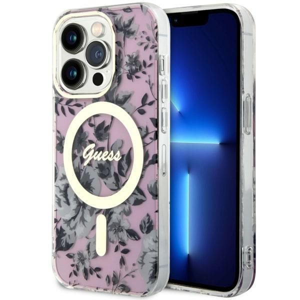 Dėklas Guess Flower MagSafe GUHMP14XHCFWSP iPhone 14 Pro Max Rožinis Dėklas Guess Flower MagSafe GUHMP14XHCFWSP iPhone 14 Pro Max Rožinis
