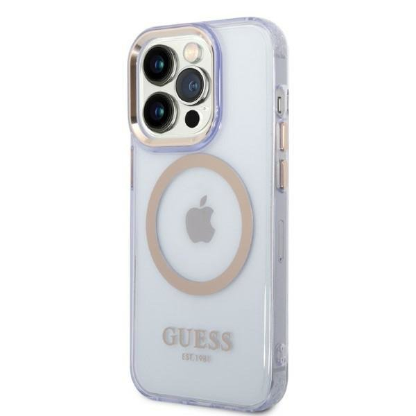 Dėklas Guess Gold Outline Translucent MagSafe GUHMP14XHTCMU iPhone 14 Pro Max Purpurinis 1 Dėklas Guess Gold Outline Translucent MagSafe GUHMP14XHTCMU iPhone 14 Pro Max Purpurinis 1