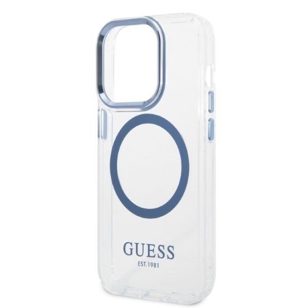 Dėklas Guess Metal Outline Magsafe GUHMP14XHTRMB iPhone 14 Pro Max Mėlynas 5