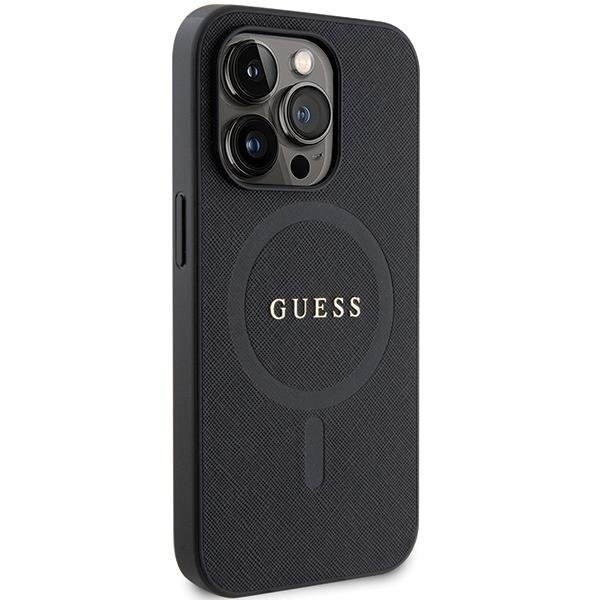 Dėklas Guess GUHMP14XPSAHMCK   iPhone 14 Pro Max 6.7&quot; - Juodas Saffiano MagSafe 3