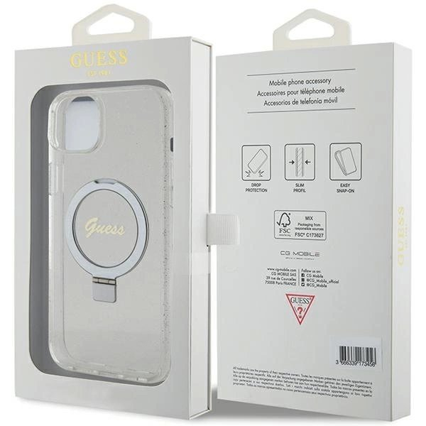 Guess GUHMP15MHRSGSD iPhone 15 Plus / 14 Plus 6.7" Permatomas/Permatomas hardcase Ring Stand Script Glitter MagSafe 7 Guess GUHMP15MHRSGSD iPhone 15 Plus / 14 Plus 6.7" Permatomas/Permatomas hardcase Ring Stand Script Glitter MagSafe 7