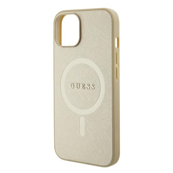 Originalus dėklas Guess GUHMP15SPSAHMCB iPhone 15 6.1  gold/gold hardcase Saffiano MagSafe 4 Originalus dėklas Guess GUHMP15SPSAHMCB iPhone 15 6.1  gold/gold hardcase Saffiano MagSafe 4
