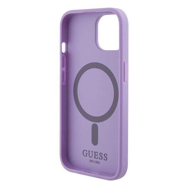 Originalus dėklas Guess GUHMP15SPSAHMCU iPhone 15 6.1  Violetinė hardcase Saffiano MagSafe 6