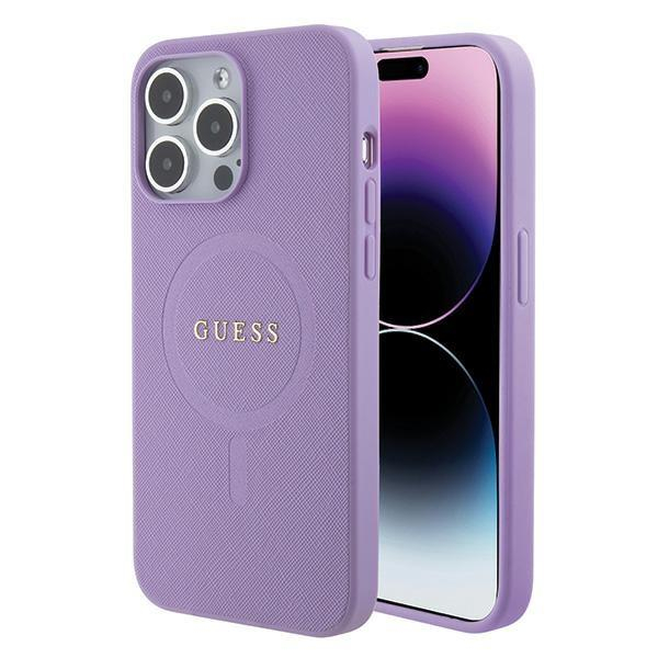 Originalus dėklas Guess GUHMP15XPSAHMCU iPhone 15 Pro Max 6.7 Violetinė hardcase Saffiano MagSafe Originalus dėklas Guess GUHMP15XPSAHMCU iPhone 15 Pro Max 6.7 Violetinė hardcase Saffiano MagSafe