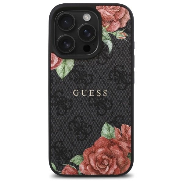 Guess GUHMP16LP4ROPEMCK iPhone 16 Pro 6.3&quot; Juodas/Juodas hardcase 4G Flowers Print MagSafe 2