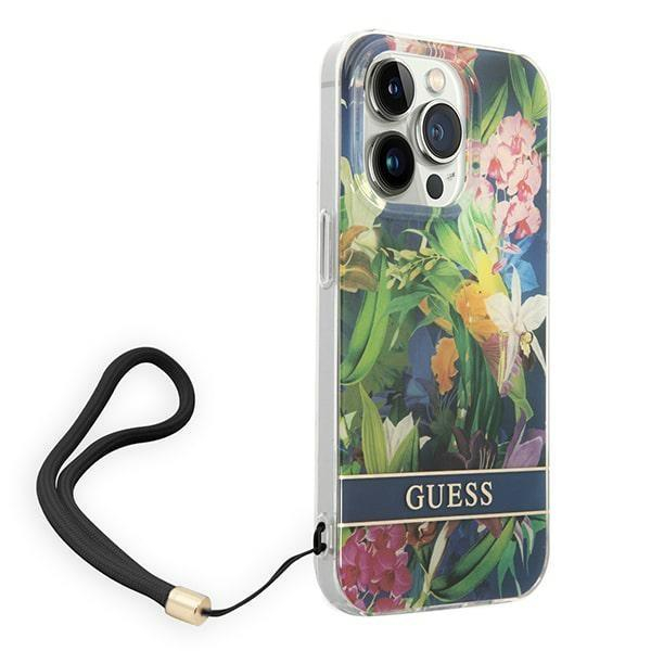 Dėklas Guess Flower Strap GUOHCP14XHFLSB iPhone 14 Pro Max 2 Dėklas Guess Flower Strap GUOHCP14XHFLSB iPhone 14 Pro Max 2