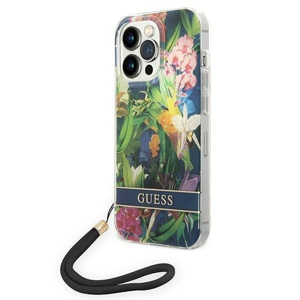 Dėklas Guess Flower Strap GUOHCP14XHFLSB iPhone 14 Pro Max Dėklas Guess Flower Strap GUOHCP14XHFLSB iPhone 14 Pro Max