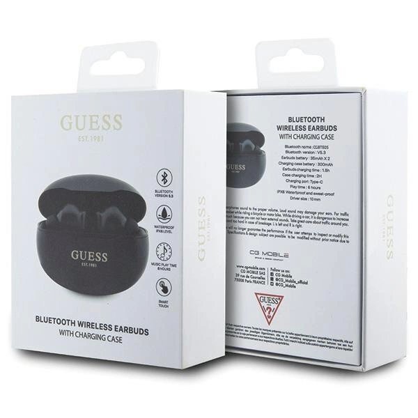 Guess GUTWST50EK TWS bluetooth ausinės + docking station - Juodas Classic EST 3