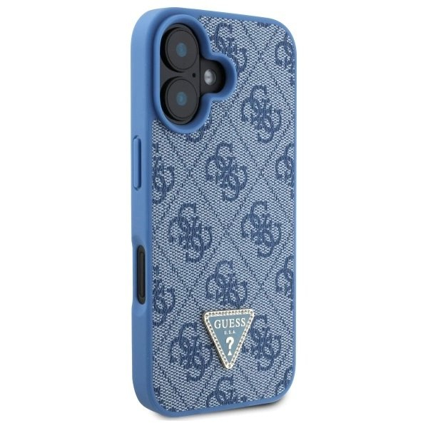 iPhone 16 Guess Hardcase Leather 4G Triangle Strass MagSafe dėklas - mėlynas 3 iPhone 16 Guess Hardcase Leather 4G Triangle Strass MagSafe dėklas - mėlynas 3