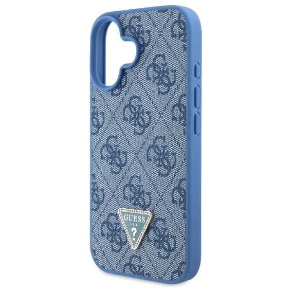 iPhone 16 Guess Hardcase Leather 4G Triangle Strass MagSafe dėklas - mėlynas 7