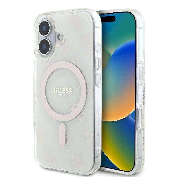 Dėklas Guess IML 4G Background MagSafe iPhone 16 Plus - Baltas Dėklas Guess IML 4G Background MagSafe iPhone 16 Plus - Baltas