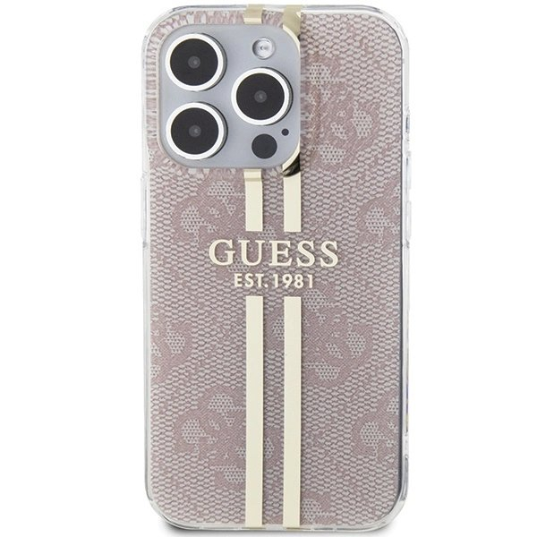 Originalus Guess dėklas IML 4G Auksinis StripeiPhone 14 Pro Max - Rožinis 2 Originalus Guess dėklas IML 4G Auksinis StripeiPhone 14 Pro Max - Rožinis 2