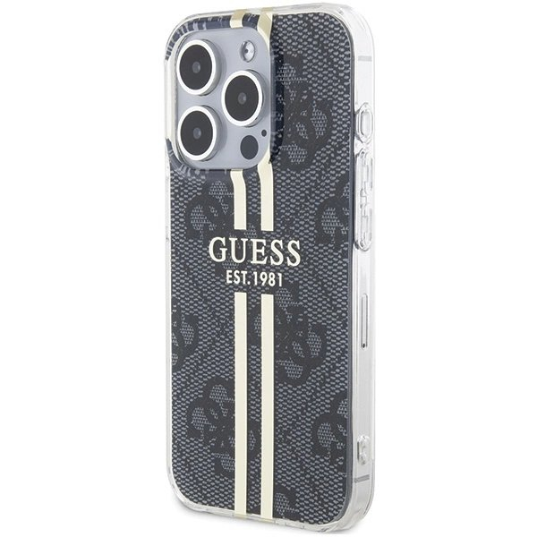 Originalus Guess dėklas IML 4G Auksinis StripeiPhone 15 Pro - Juodas 1 Originalus Guess dėklas IML 4G Auksinis StripeiPhone 15 Pro - Juodas 1