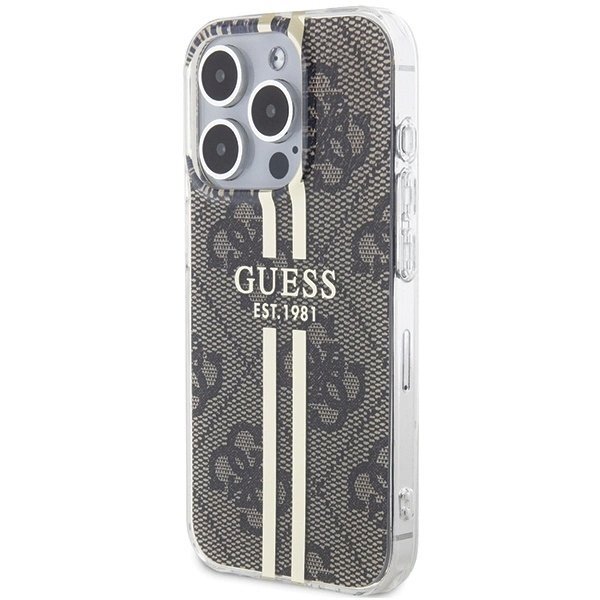Originalus Guess dėklas IML 4G Auksinis StripeiPhone 15 Pro Max - Rudas 1 Originalus Guess dėklas IML 4G Auksinis StripeiPhone 15 Pro Max - Rudas 1