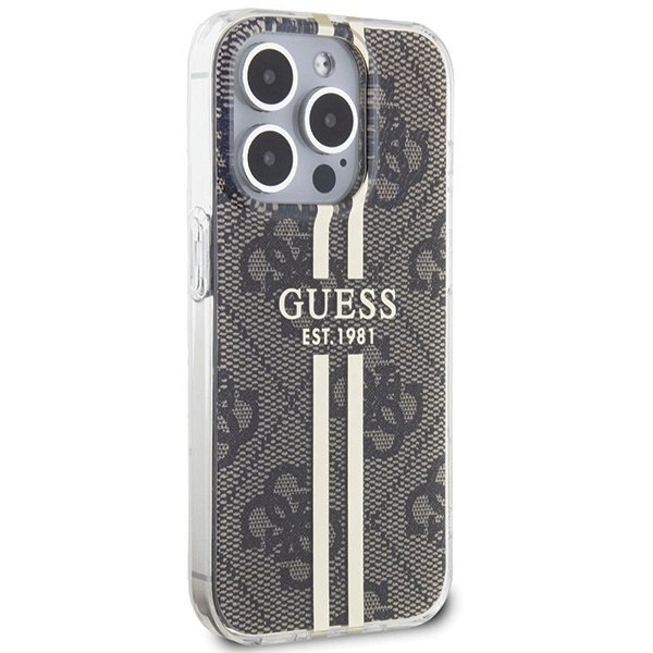 Originalus Guess dėklas IML 4G Auksinis StripeiPhone 15 Pro Max - Rudas 3 Originalus Guess dėklas IML 4G Auksinis StripeiPhone 15 Pro Max - Rudas 3
