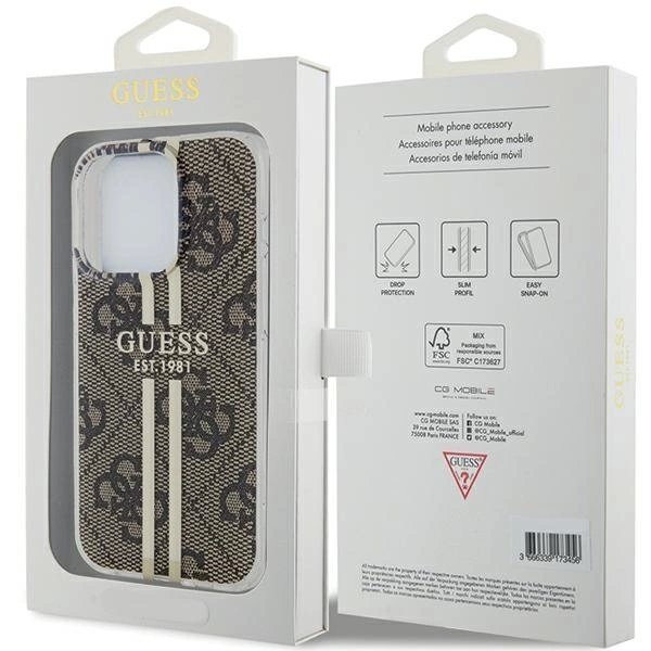 Originalus Guess dėklas IML 4G Auksinis StripeiPhone 15 Pro Max - Rudas 7 Originalus Guess dėklas IML 4G Auksinis StripeiPhone 15 Pro Max - Rudas 7
