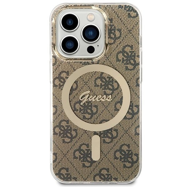 iPhone 15 Pro Guess IML 4G MagSafe dėklas - rudas 1