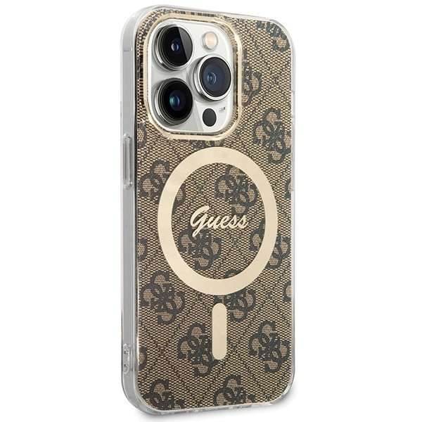 iPhone 15 Pro Guess IML 4G MagSafe dėklas - rudas 2 iPhone 15 Pro Guess IML 4G MagSafe dėklas - rudas 2