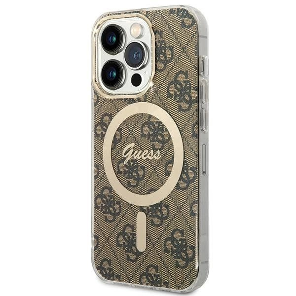 iPhone 15 Pro Guess IML 4G MagSafe dėklas - rudas