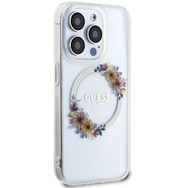 Guess IML Flowers Wreatch MagSafe Dėklas skirtas iPhone 15 Pro - Permatomas 3 Guess IML Flowers Wreatch MagSafe Dėklas skirtas iPhone 15 Pro - Permatomas 3