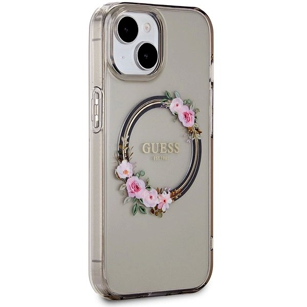 iPhone 15 / 14 / 13 Dėklas Guess IML Flowers Wreath MagSafe – juodas 3 iPhone 15 / 14 / 13 Dėklas Guess IML Flowers Wreath MagSafe – juodas 3