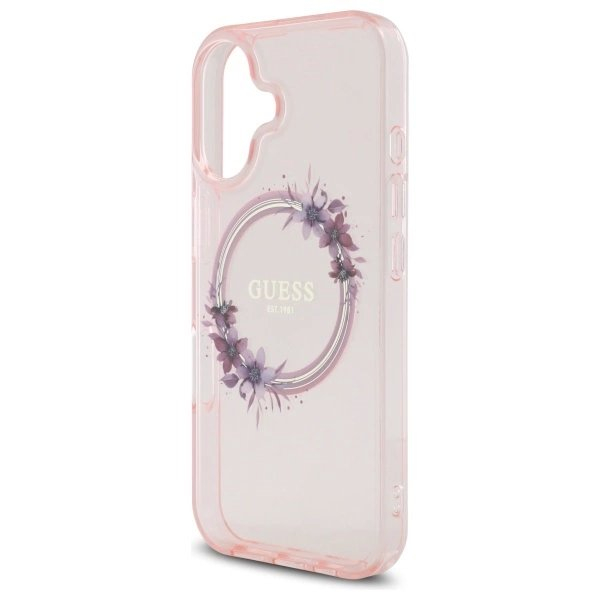 iPhone 16 – Guess IML Flowers Wreath MagSafe dėklas - Rožinis 5 iPhone 16 – Guess IML Flowers Wreath MagSafe dėklas - Rožinis 5