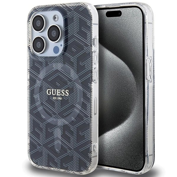 Originalus Guess dėklas IML GCube MagSafeiPhone 15 Pro - Juodas Originalus Guess dėklas IML GCube MagSafeiPhone 15 Pro - Juodas
