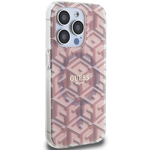 Originalus Guess dėklas IML GCube MagSafeiPhone 15 Pro - Rožinis 3 Originalus Guess dėklas IML GCube MagSafeiPhone 15 Pro - Rožinis 3