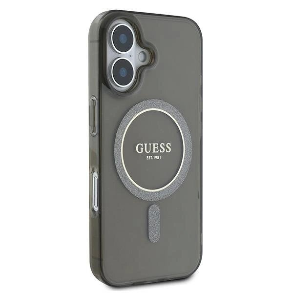 iPhone 16 Guess IML Glitter Circle MagSafe dėklas - juodas 3 iPhone 16 Guess IML Glitter Circle MagSafe dėklas - juodas 3