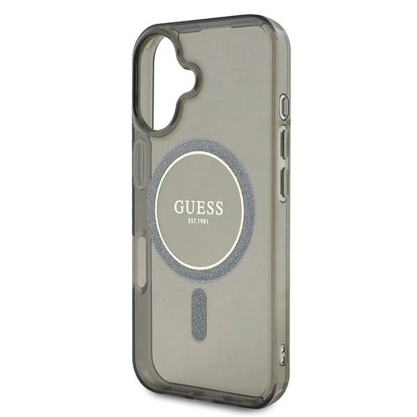 iPhone 16 Guess IML Glitter Circle MagSafe dėklas - juodas 5