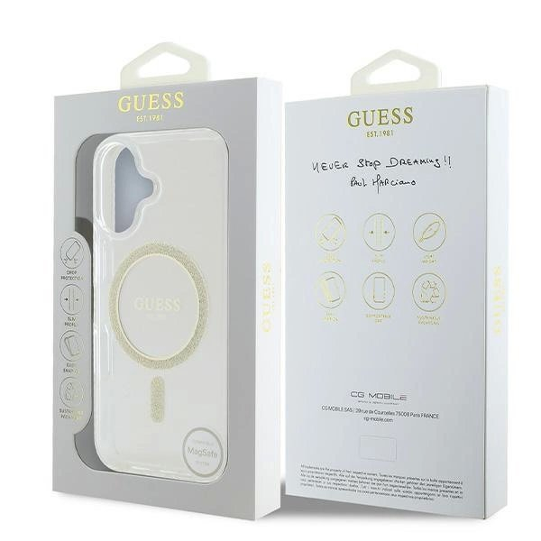 Dėklas Guess IML Glitter Circle MagSafe iPhone 16 - Clear 7 Dėklas Guess IML Glitter Circle MagSafe iPhone 16 - Clear 7