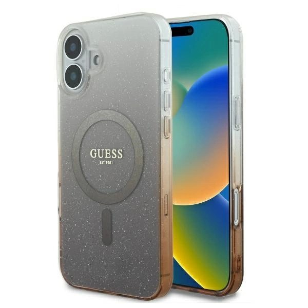 iPhone 16 Plus – Guess IML Glitter Gradient MagSafe dėklas - Rudas