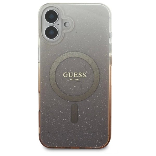 iPhone 16 – Guess IML Glitter Gradient MagSafe dėklas - Rudas 2 iPhone 16 – Guess IML Glitter Gradient MagSafe dėklas - Rudas 2