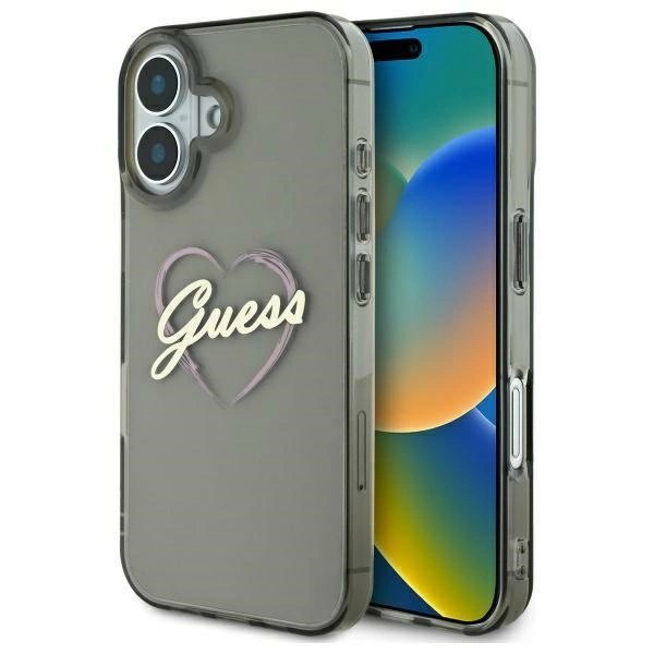 iPhone 16 Plus – Guess IML Heart dėklas - Juodas