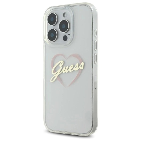 iPhone 16 Pro – Guess IML Heart dėklas - Skaidrus 1