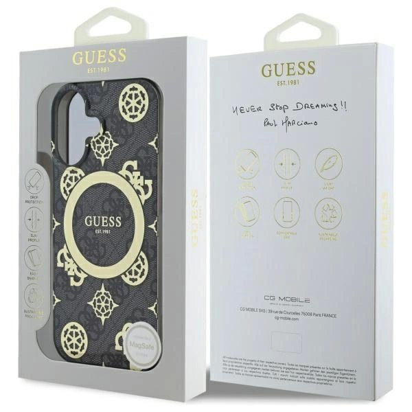 iPhone 16 – Guess IML Peony On 4G Background MagSafe dėklas - Juodas 7