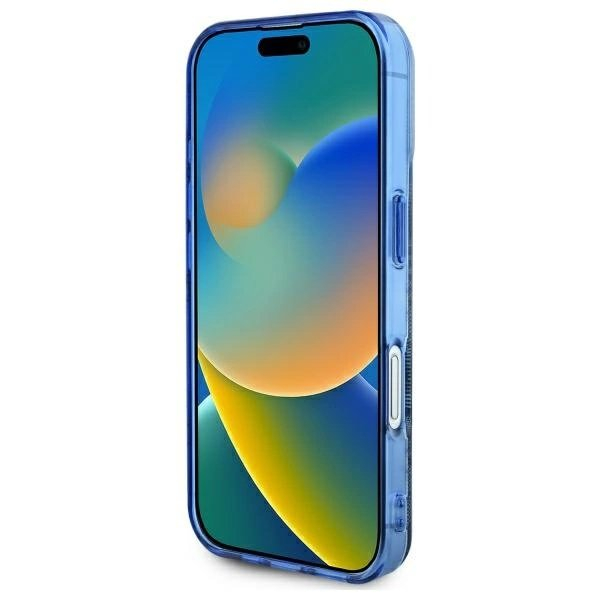 iPhone 16 – Guess IML Peony On 4G Background MagSafe dėklas - Mėlynas 4