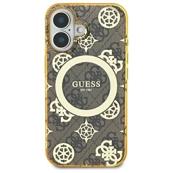iPhone 16 – Guess IML Peony On 4G Background MagSafe dėklas - Rudas 2