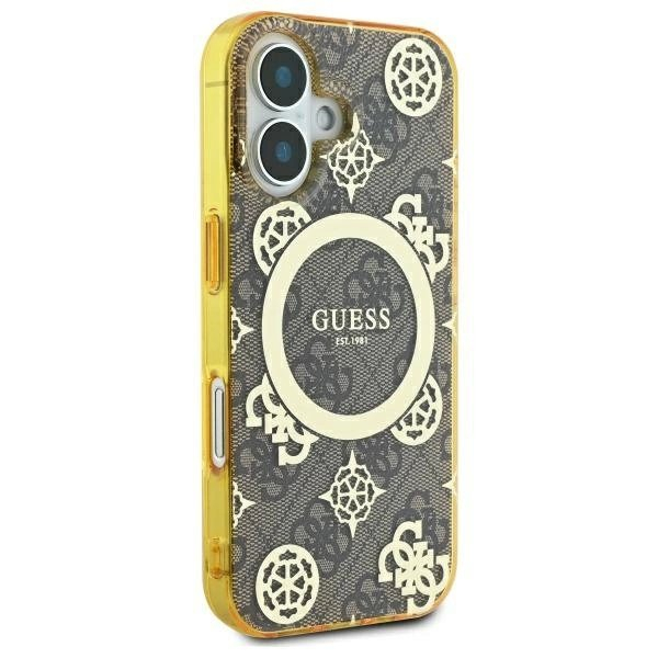 iPhone 16 – Guess IML Peony On 4G Background MagSafe dėklas - Rudas 3