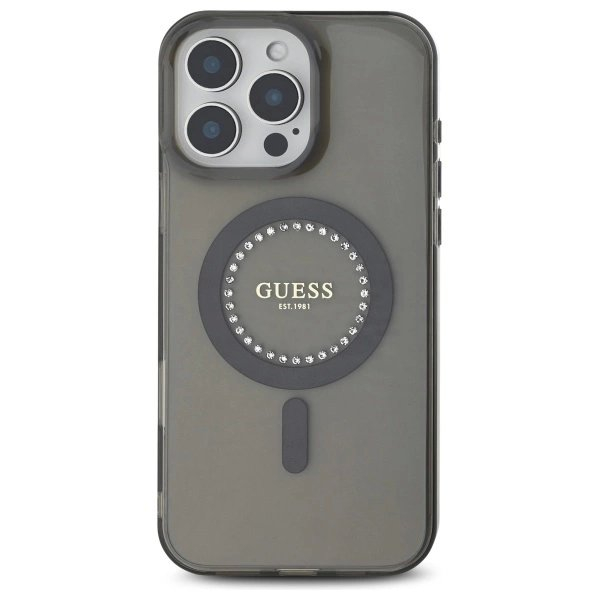 iPhone 16 Pro Max – Guess IML Rhinestones MagSafe dėklas - Juodas 2 iPhone 16 Pro Max – Guess IML Rhinestones MagSafe dėklas - Juodas 2